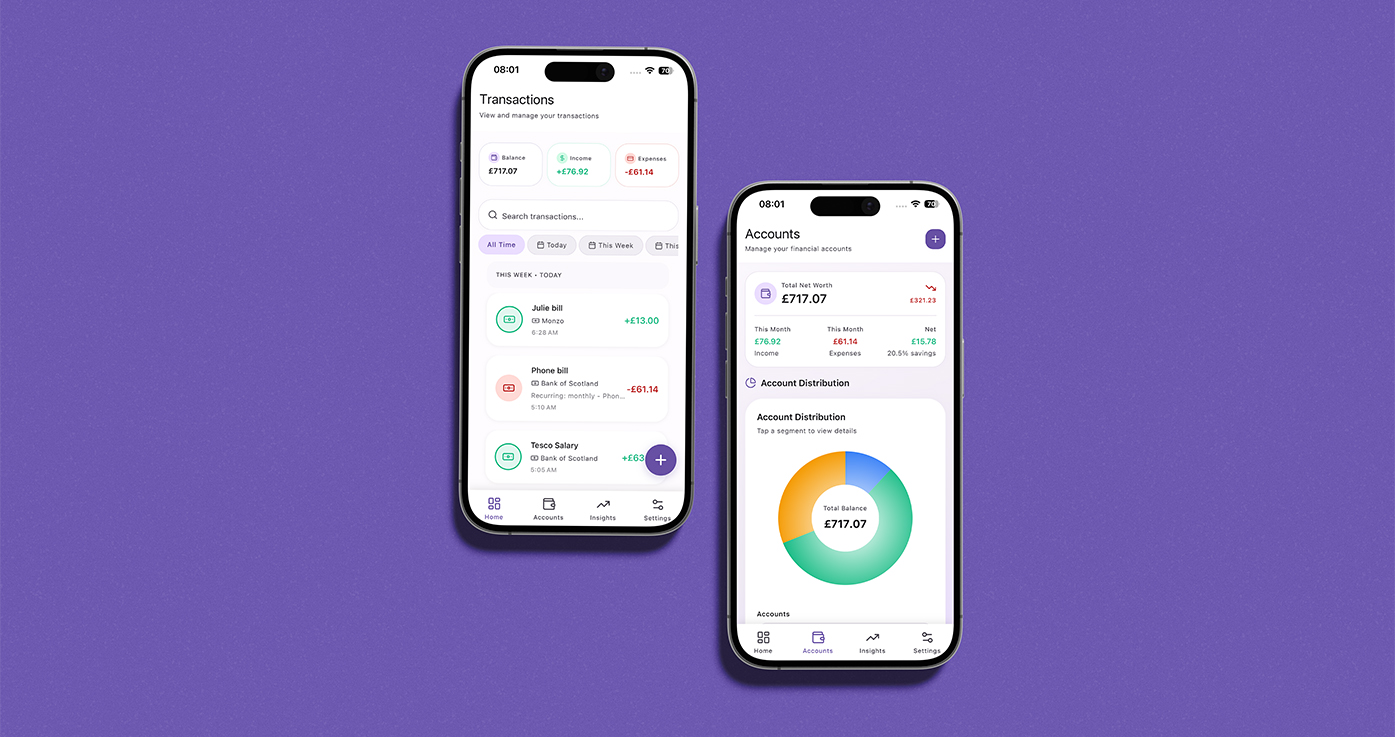 Tally is a full-featured personal finance management mobile app built with React Native and Expo. The app enables users to track transactions, manage budgets, set savings goals, and analyze spending patterns through an intuitive, performant interface.